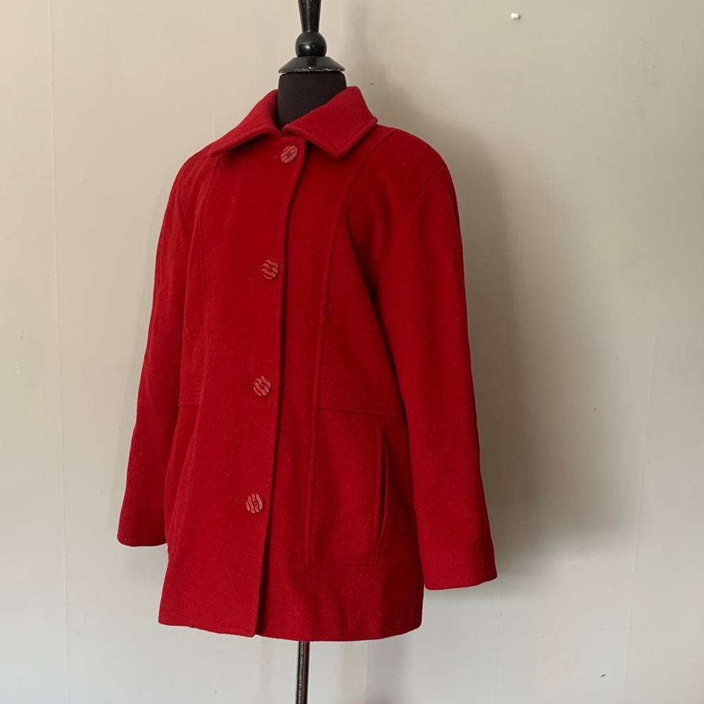 London Fog 100% wool Classic Red Women's winter coat UK size 8 petite